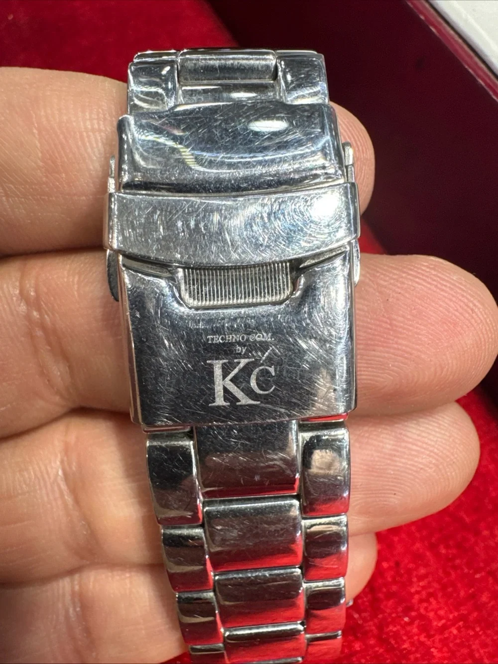 KC Men’s Genuine Diamond Watch Stainless Steel Iced Out Working Pre-Owned